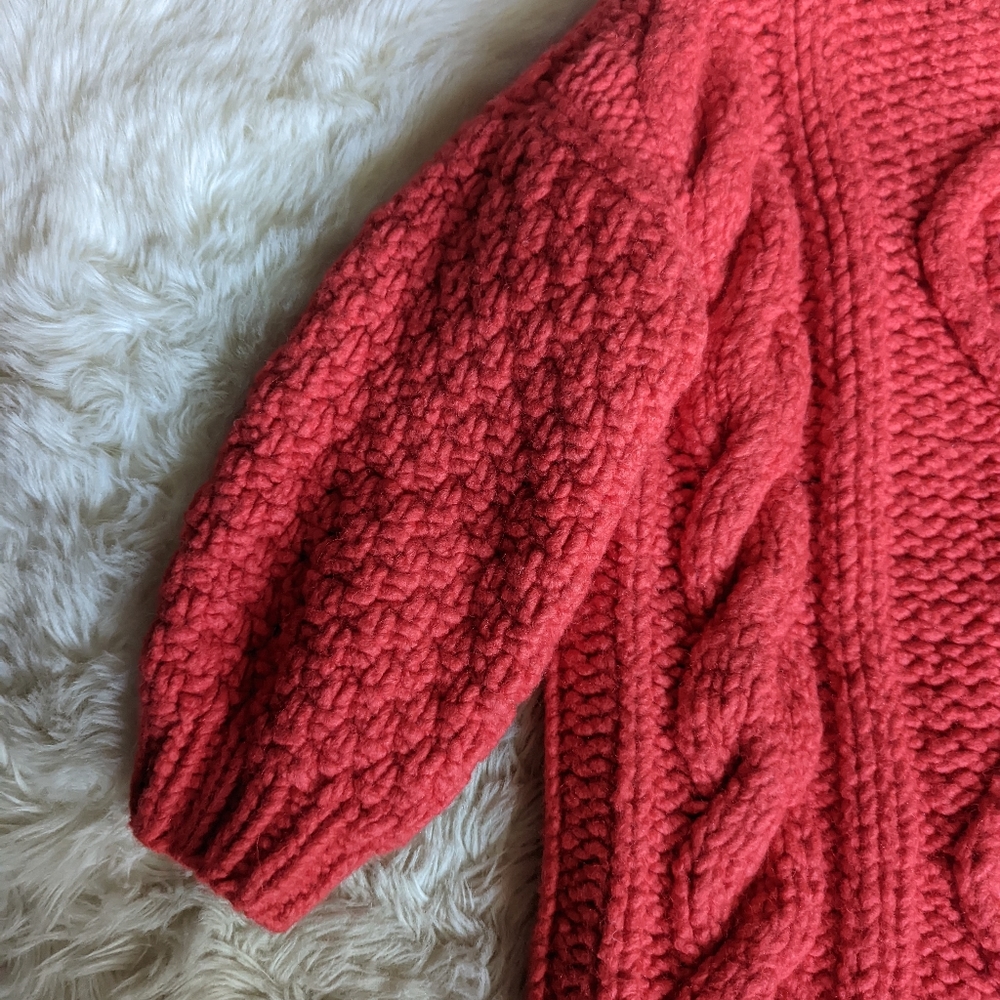 I Love Mr. Mittens Diamond Oversized Cable Knit Wool Sweater in Red - Picture 7 of 16
